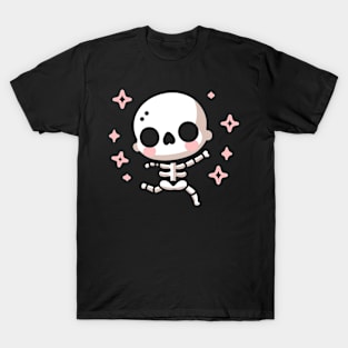 Cute Happy Skeleton Dancing | Kawaii Halloween Design for Skeleton Lovers T-Shirt